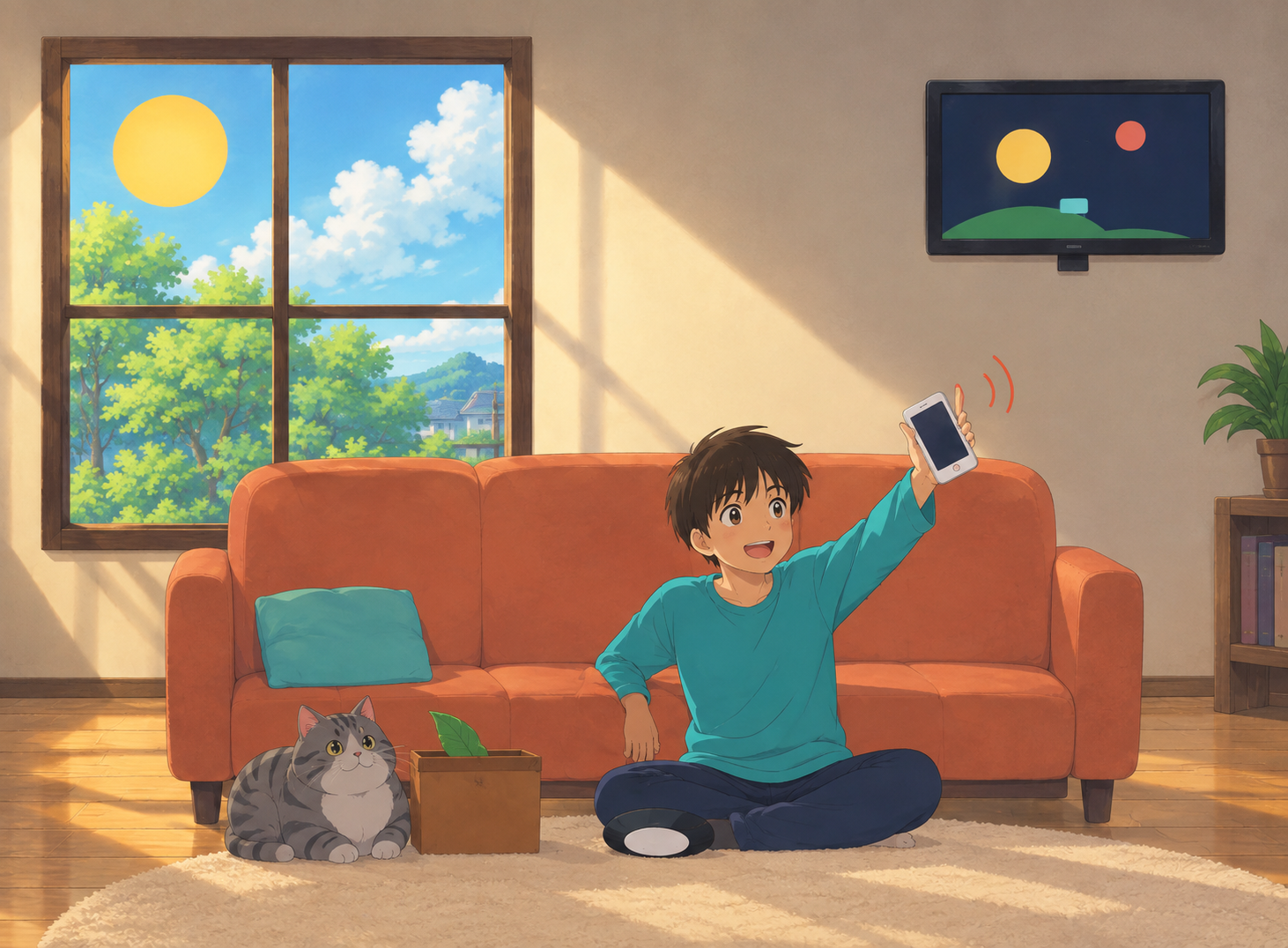Guillaume recording himself on his phone – AI-generated illustration made with ChatGPT