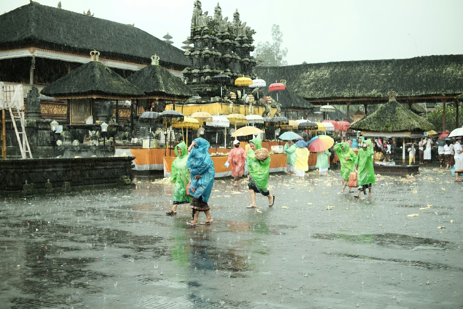 Balinese temple in the rain