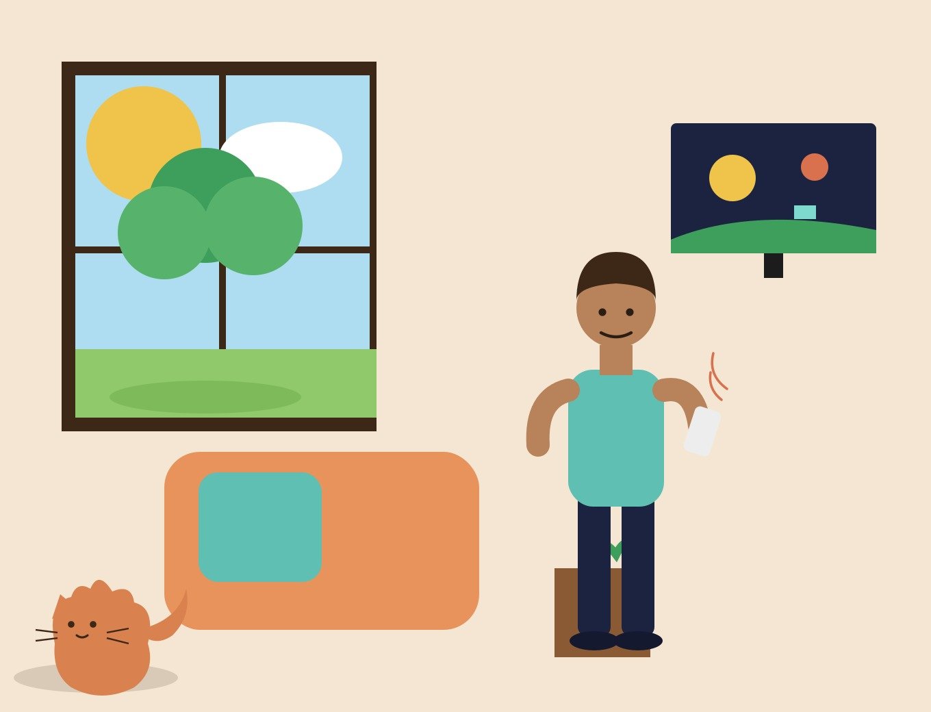Guillaume talking on his phone – AI-generated illustration made with Claude