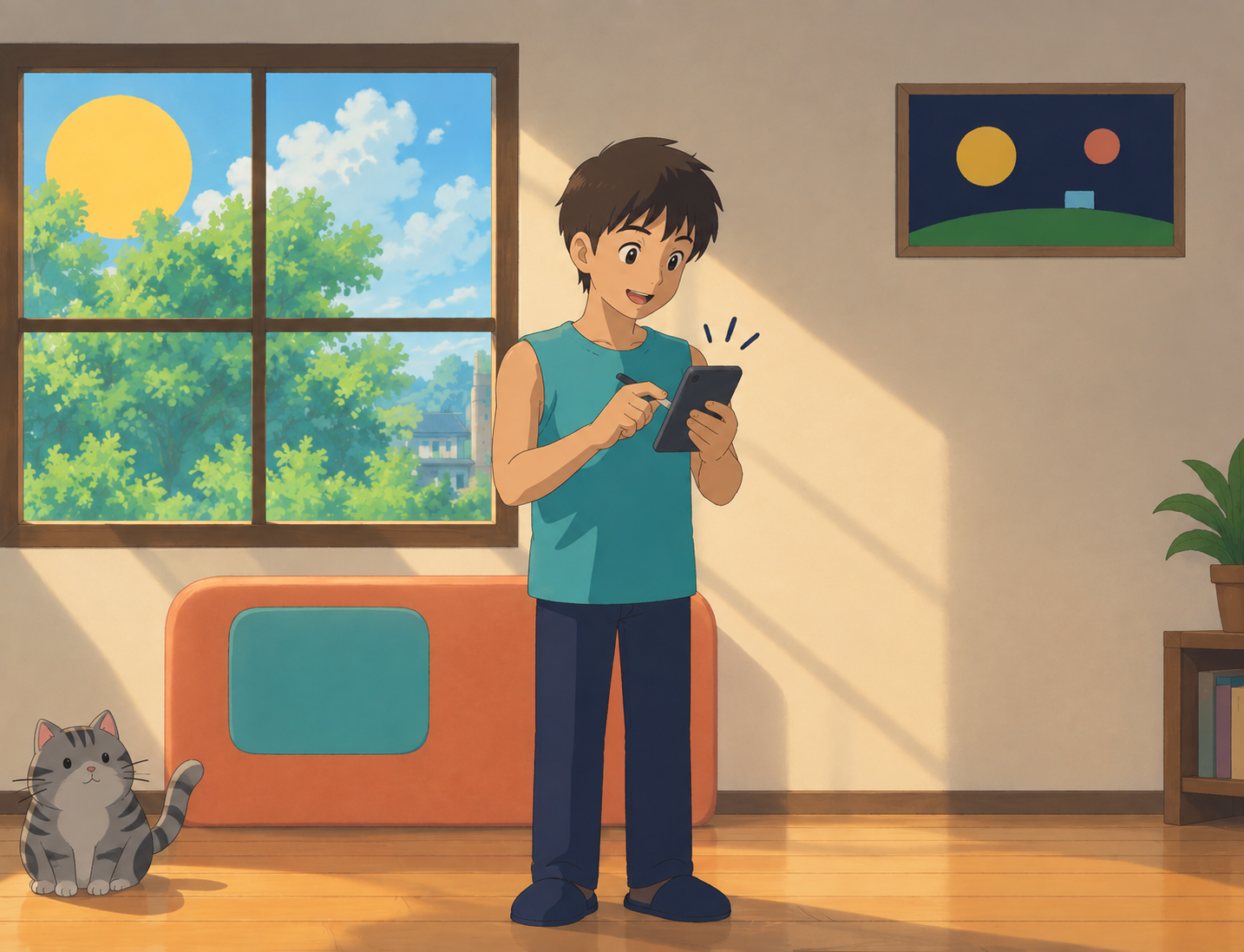 Guillaume talking on his phone – AI-generated illustration made with ChatGPT