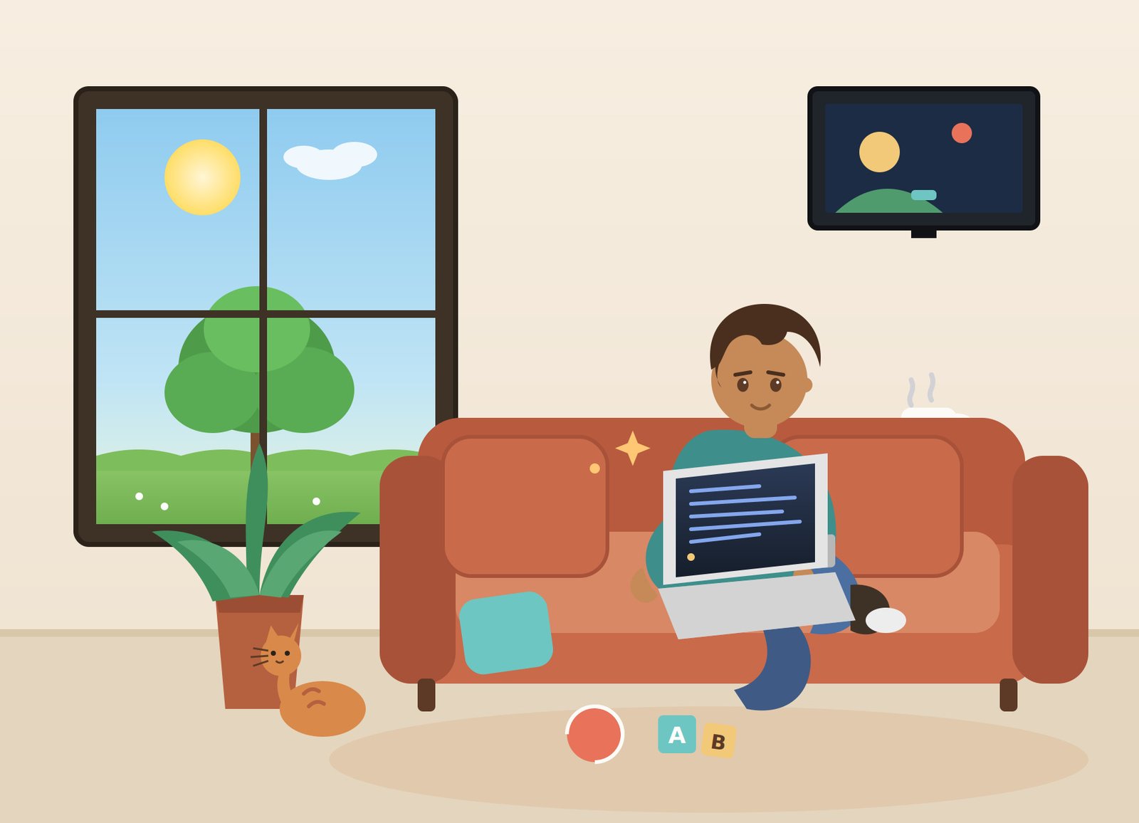 Guillaume writing on his computer – AI-generated illustration made with Claude